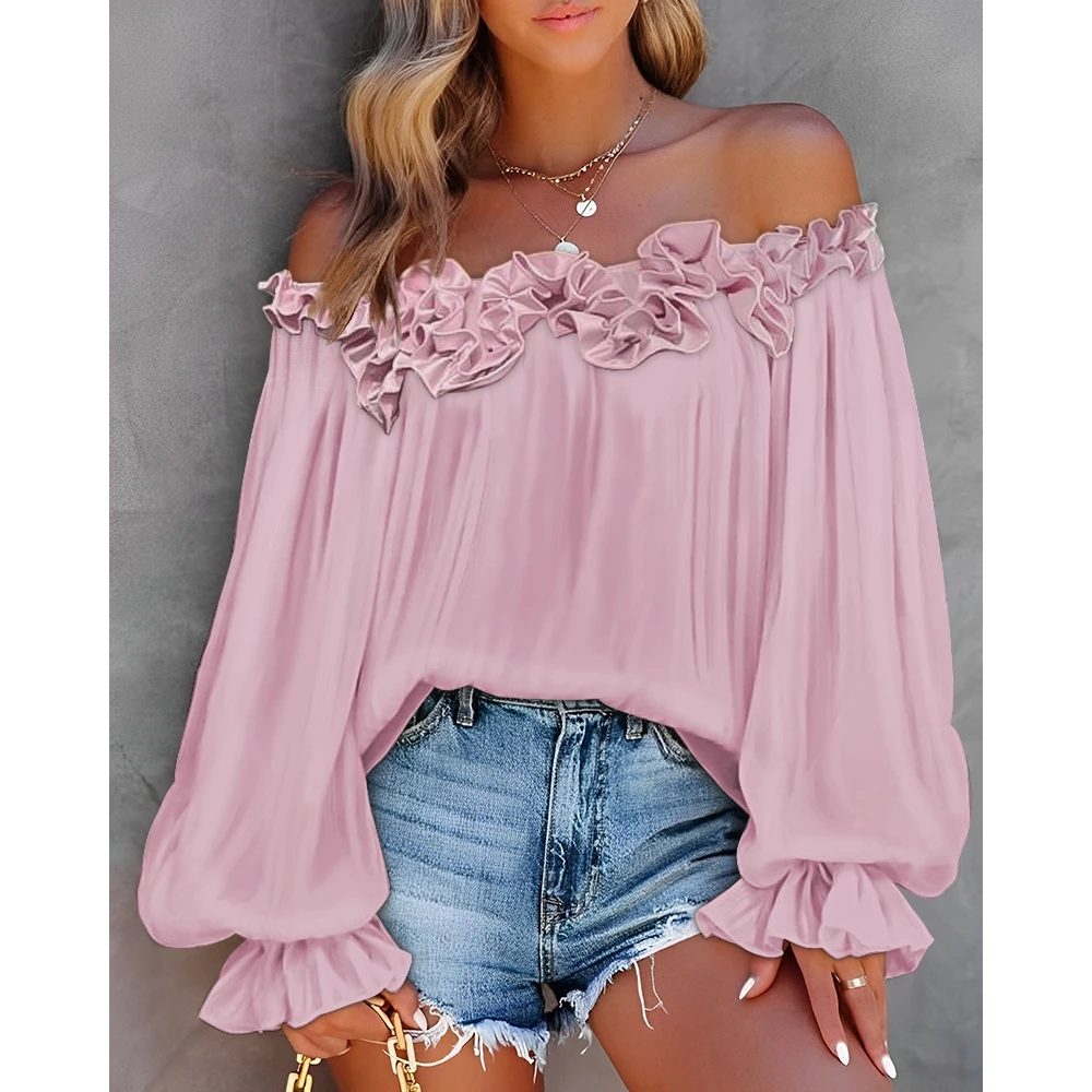 Women Ruffle Off The Shoulder Lantern Sleeve Top Long Sleeve Casual Blouse Spring Fashion Summer Femme Streetwear Y2k clothes
Women Ruffle Off The Shoulder Lantern Sleeve Top Long Sleeve Casual Blouse Spring Fashion Summer Femme Streetwear Y2k clothes
