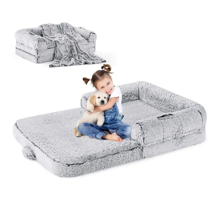 Dog Bed for Kids, 2 in 1 Foldable XL Bed for People Fits Pet Families, Orthopedic Calming Memory Foam Dog Sofa, Faux Fur Human S
Dog Bed for Kids, 2 in 1 Foldable XL Bed for People Fits Pet Families, Orthopedic Calming Memory Foam Dog Sofa, Faux Fur Human S