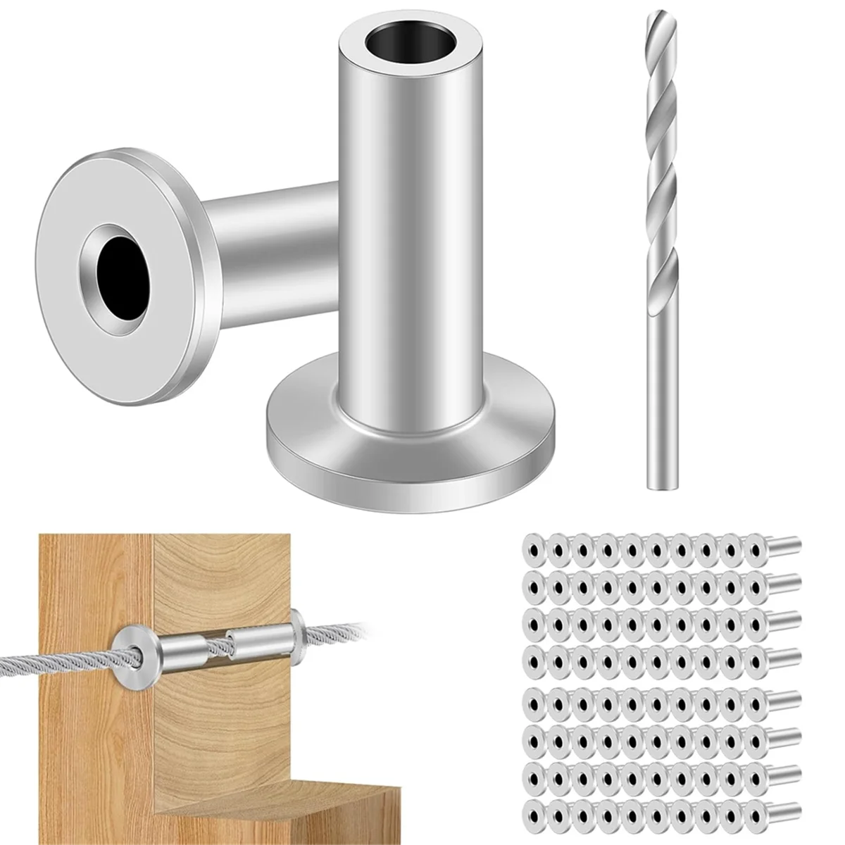 Y31A 80PCS Stainless Steel Protector Sleeves for 1/8in Wire Rope Cable Railing,T316 Marine Grade Protective for Wood Posts A
Y31A 80PCS Stainless Steel Protector Sleeves for 1/8in Wire Rope Cable Railing,T316 Marine Grade Protective for Wood Posts A