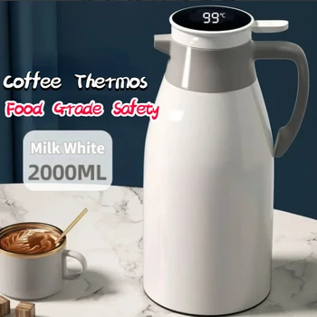1L/2L Coffee Kettle Thermos Household Digital Display Vacuum Flasks Large Capacity Water Bottle Kitchen Portable Coffee Maker