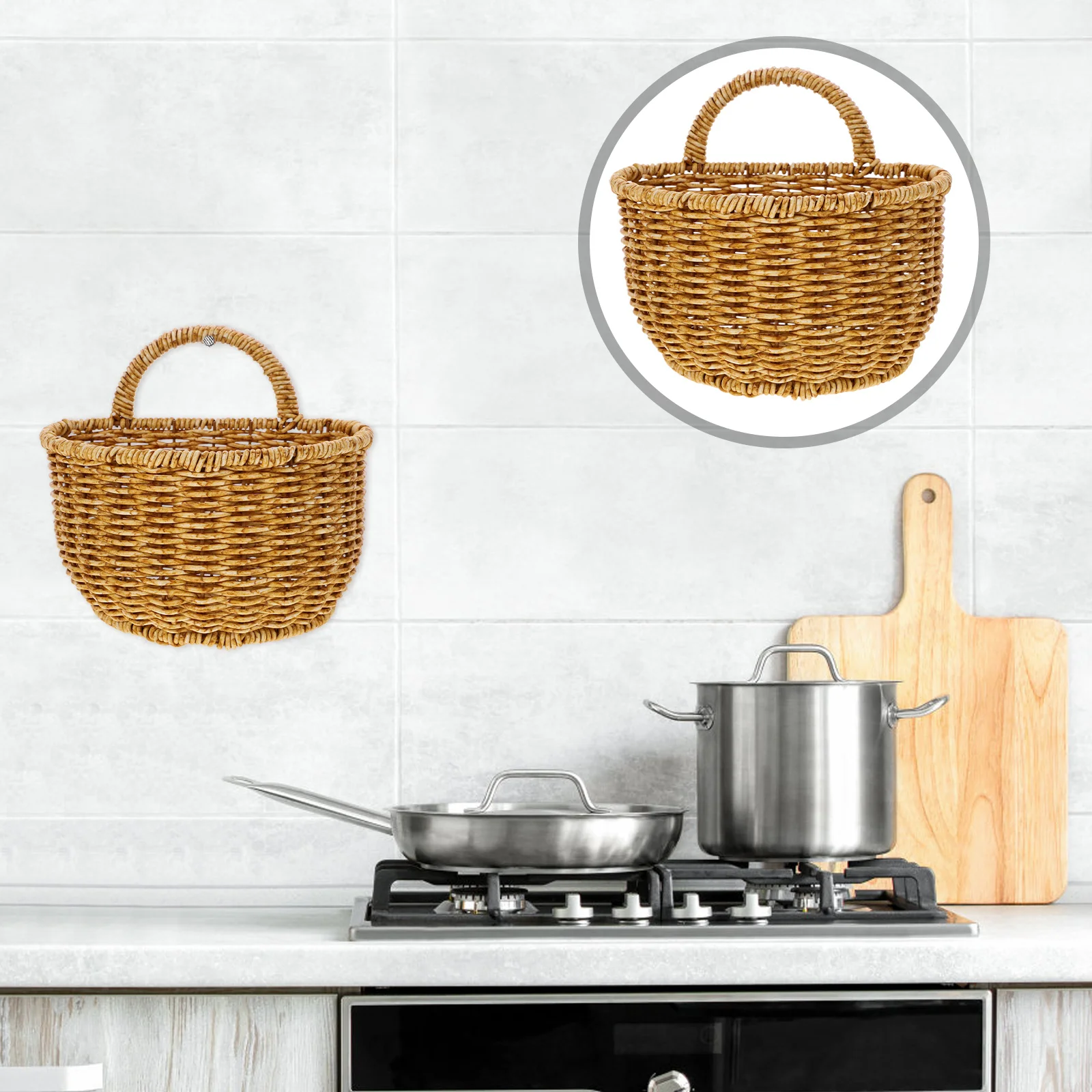 Hanging Storage Basket Hand Woven Imitation Rattan Container Space Saving Wall Decoration Basket for Fruits Vegetables Bread
Hanging Storage Basket Hand Woven Imitation Rattan Container Space Saving Wall Decoration Basket for Fruits Vegetables Bread