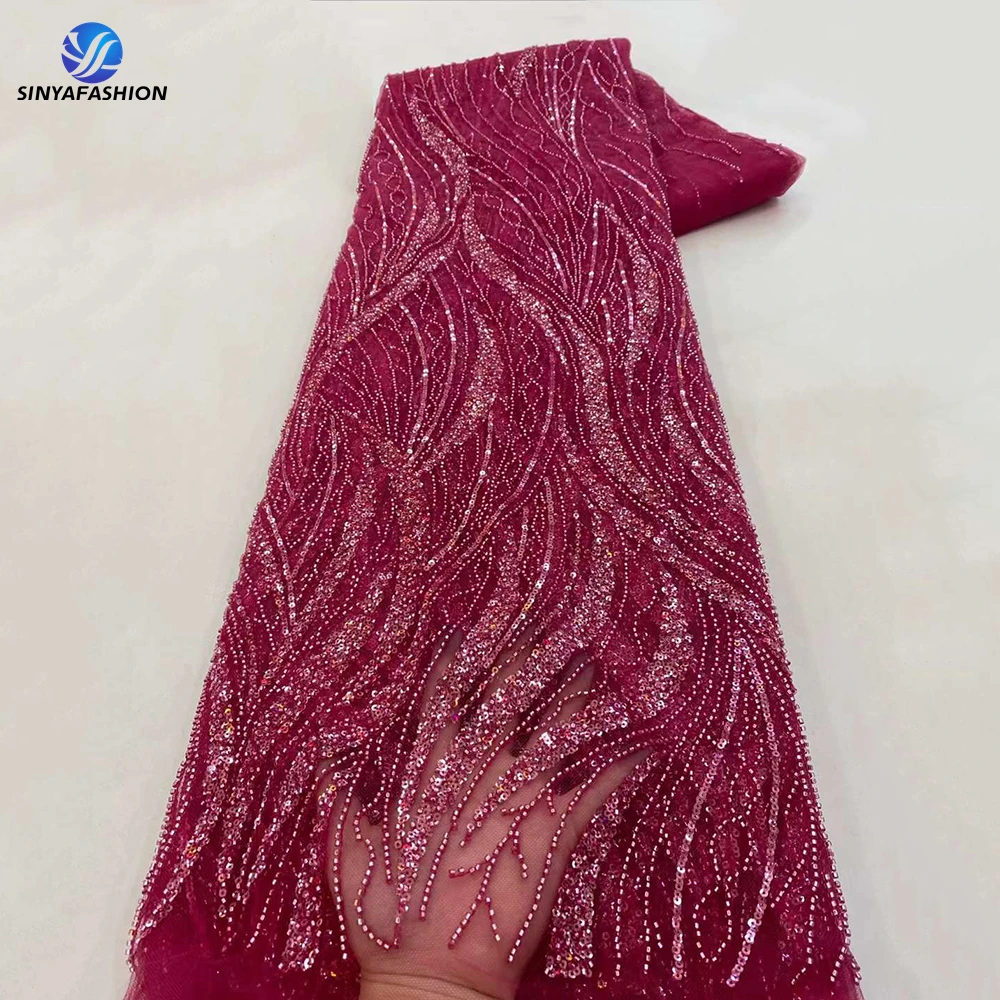 Sinya African Sequins Beads Lace Fabric 2023 High Quality Fuchsia Pink French Embroidery Beaded Bridal Luxury Lace For Women
Sinya African Sequins Beads Lace Fabric 2023 High Quality Fuchsia Pink French Embroidery Beaded Bridal Luxury Lace For Women