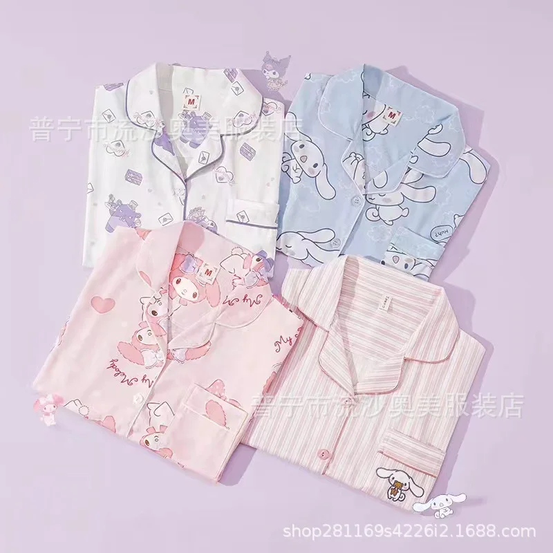 Пижама Sanrio, летняя, мультяшная, кавайная, Kuromi Cinnamoroll My Melody Hello Kitty, тонкая Домашняя одежда с короткими рукавами для взрослых
Пижама Sanrio, летняя, мультяшная, кавайная, Kuromi Cinnamoroll My Melody Hello Kitty, тонкая Домашняя одежда с короткими рукавами для взрослых