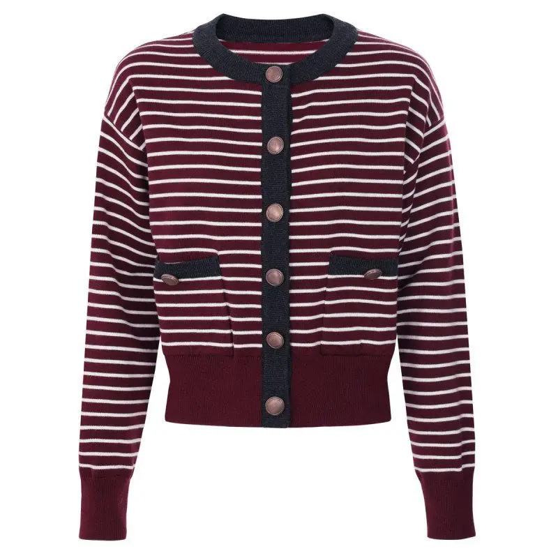 High Quality Knitted Shirt Coat with Button round Neck Stripes Fashionable Spring Autumn New Style Women's Premium Knitwear
High Quality Knitted Shirt Coat with Button round Neck Stripes Fashionable Spring Autumn New Style Women's Premium Knitwear