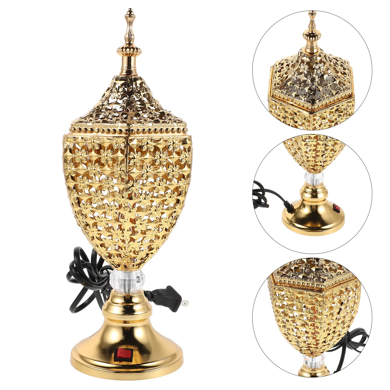 Golden Electric Incense Burner Us Plug Safe Aromatherapy Warmer for Bedroom Living Room Portable Censer Incense Burner for Home
Golden Electric Incense Burner Us Plug Safe Aromatherapy Warmer for Bedroom Living Room Portable Censer Incense Burner for Home