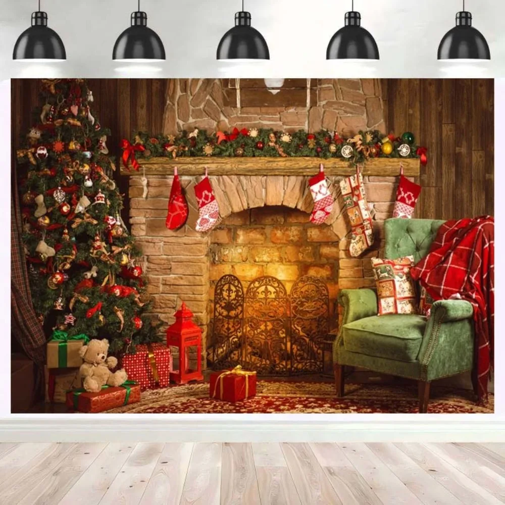 Winter Christmas Fireplace Backdrops Christmas Tree Gift Sock Wreath Family Party Xmas Decor Photography Background Photo Studio
Winter Christmas Fireplace Backdrops Christmas Tree Gift Sock Wreath Family Party Xmas Decor Photography Background Photo Studio