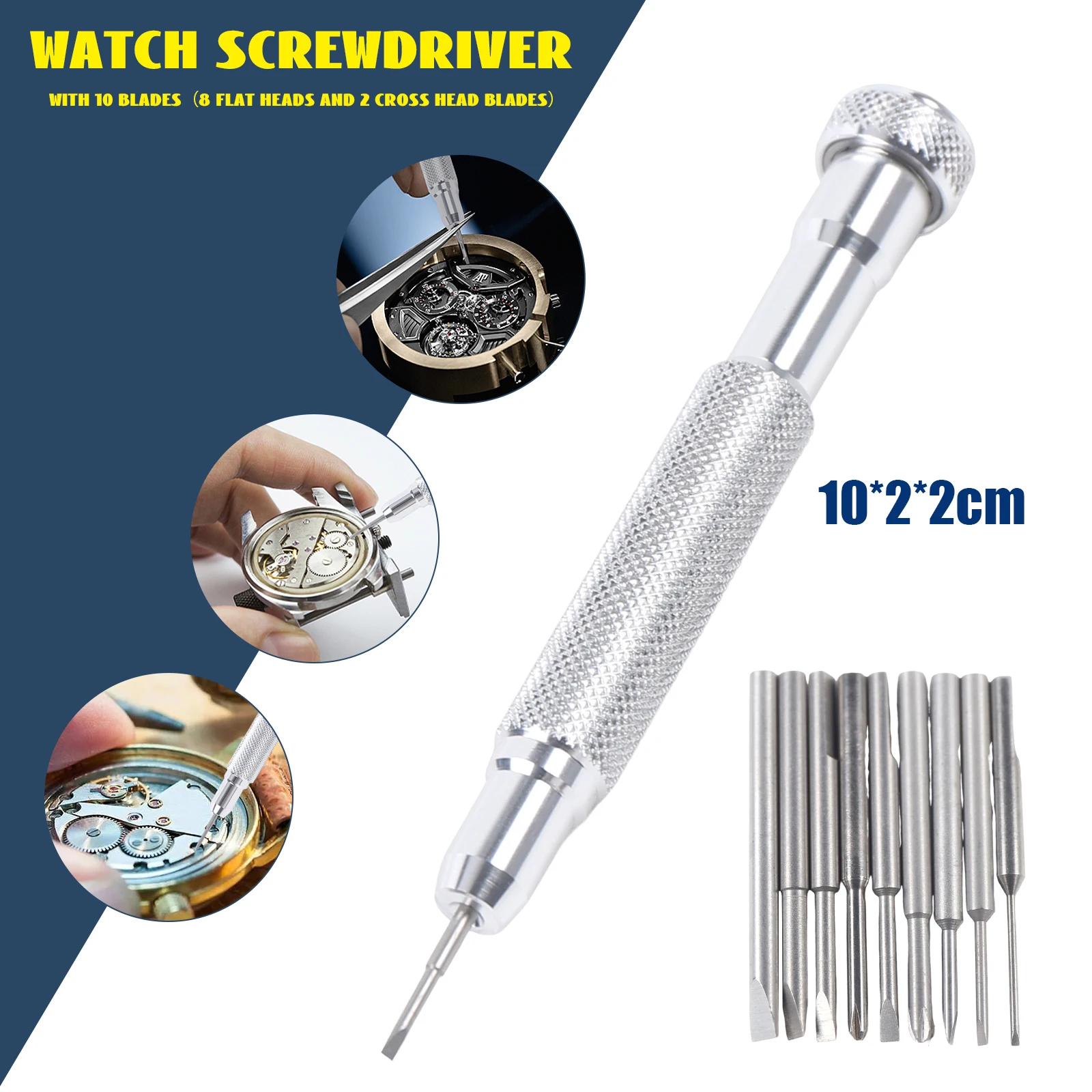 Watch Repair Screwdriver Set G622H—10 Multi-Size Blades, Anti-Slip Grip, Ideal for Watch/Eyeglass/Precision Device Repairs
Watch Repair Screwdriver Set G622H—10 Multi-Size Blades, Anti-Slip Grip, Ideal for Watch/Eyeglass/Precision Device Repairs
