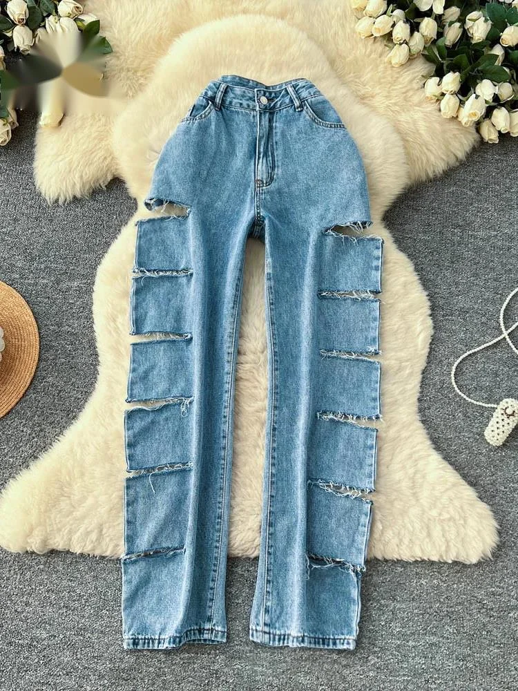Hole Edgy Y2K Jeans Female Denim Slim Newest Spring Summer American Fashion Hot Gir Streetwear Straight Leg Pants
Hole Edgy Y2K Jeans Female Denim Slim Newest Spring Summer American Fashion Hot Gir Streetwear Straight Leg Pants