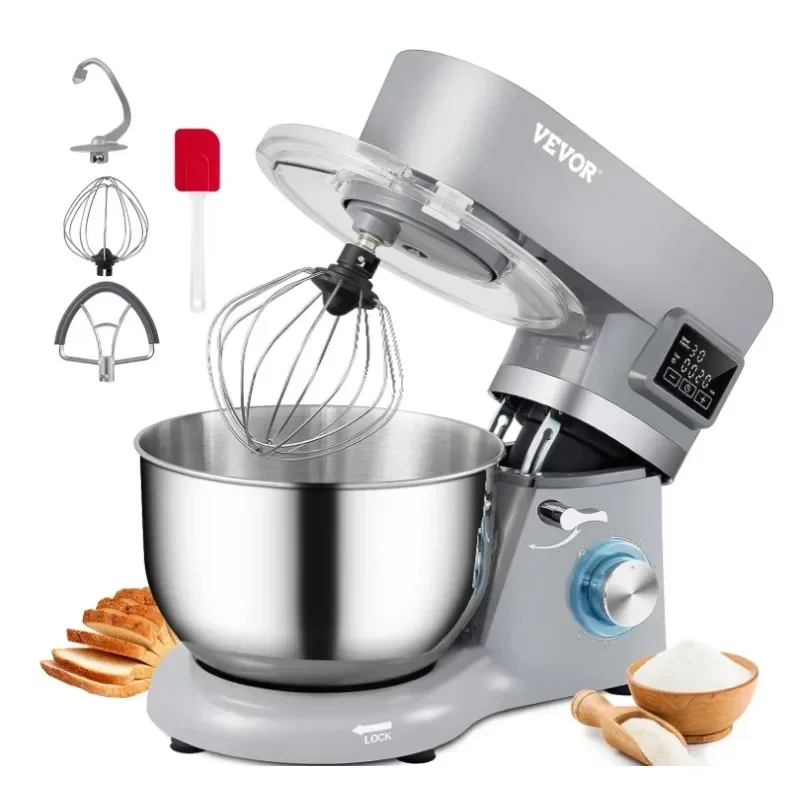 HAOYUNMA Stand Mixer, 660 W, 6-Speed Dough Mixer with LCD Screen Timing, Tilt-Head Food Mixer with 5.8 Qt Stainless Steel Bowl
HAOYUNMA Stand Mixer, 660 W, 6-Speed Dough Mixer with LCD Screen Timing, Tilt-Head Food Mixer with 5.8 Qt Stainless Steel Bowl