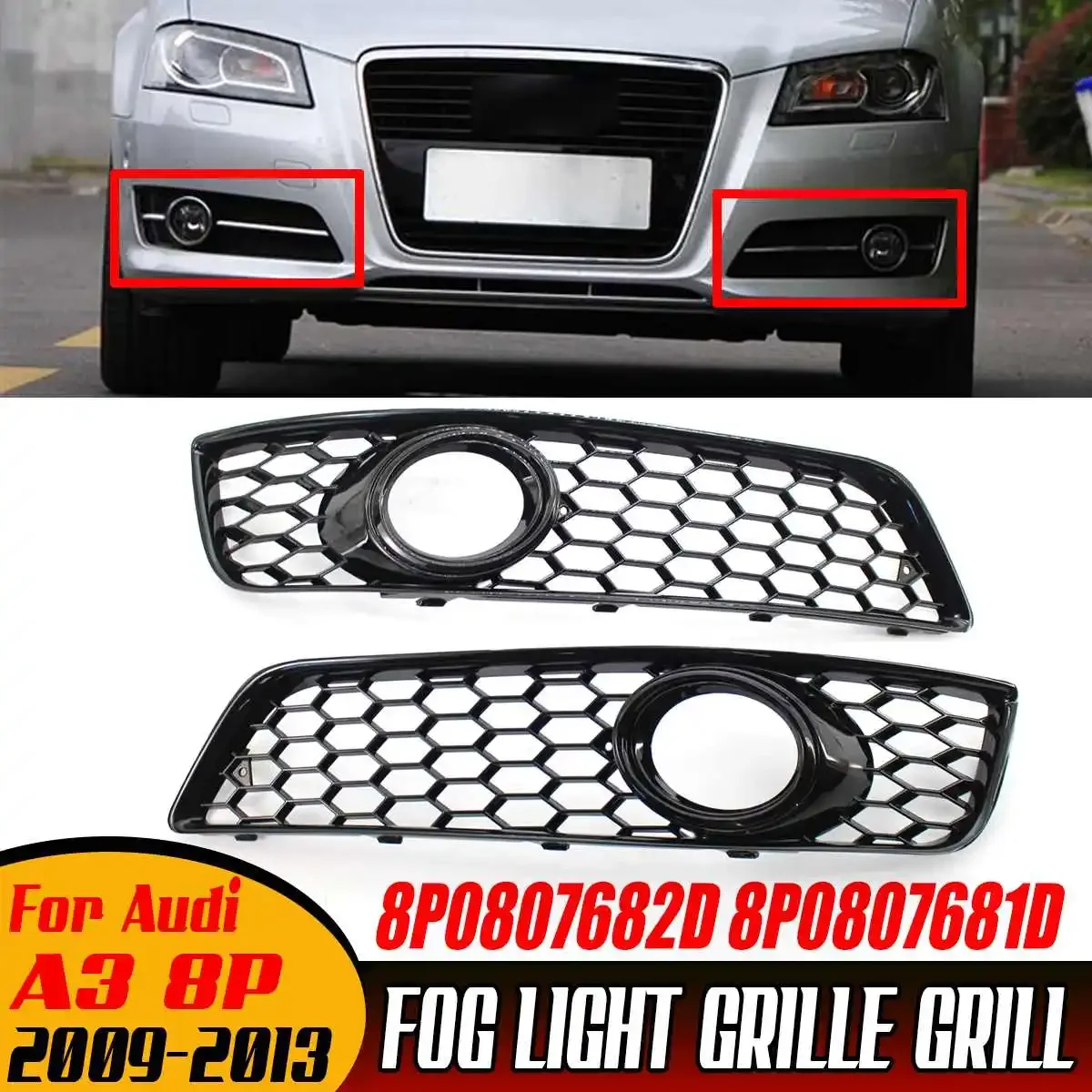 Решетчатый противотуманный передний бампер для Audi A3 8P 2009-2013 8P0807682D 8P0807681D
Решетчатый противотуманный передний бампер для Audi A3 8P 2009-2013 8P0807682D 8P0807681D