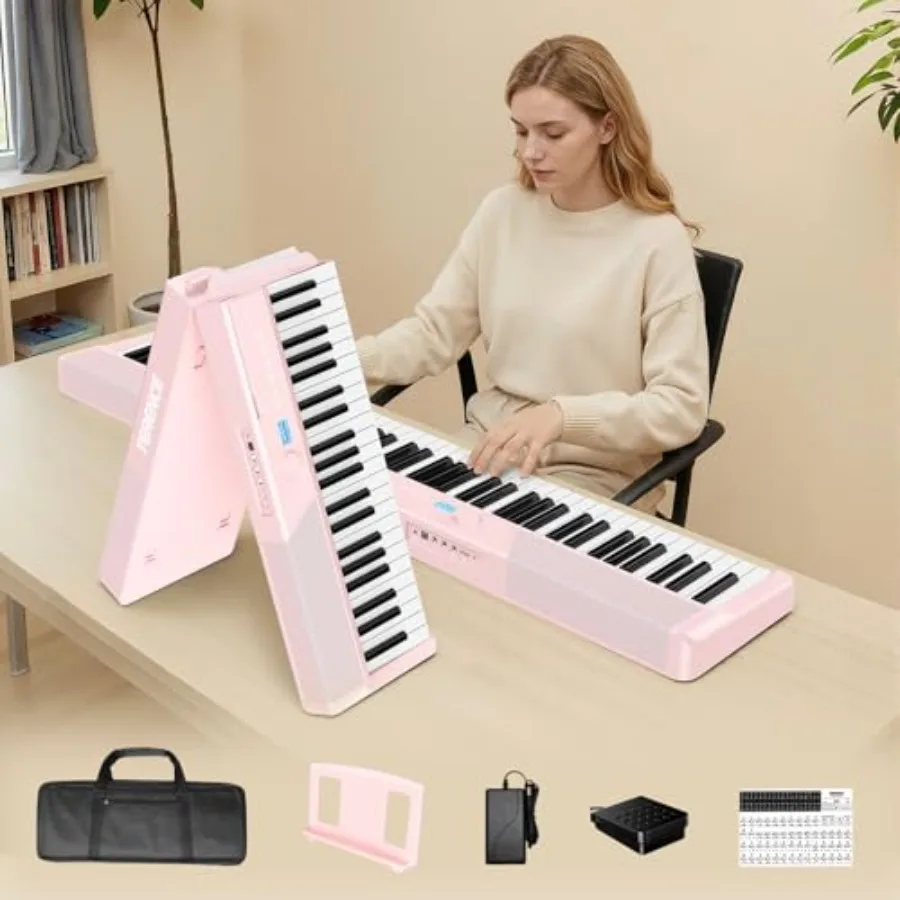Portable 88-key weighted keyboard for home practice and live performance, pink ABS plastic body, responsive touch-sensitive key
Portable 88-key weighted keyboard for home practice and live performance, pink ABS plastic body, responsive touch-sensitive key