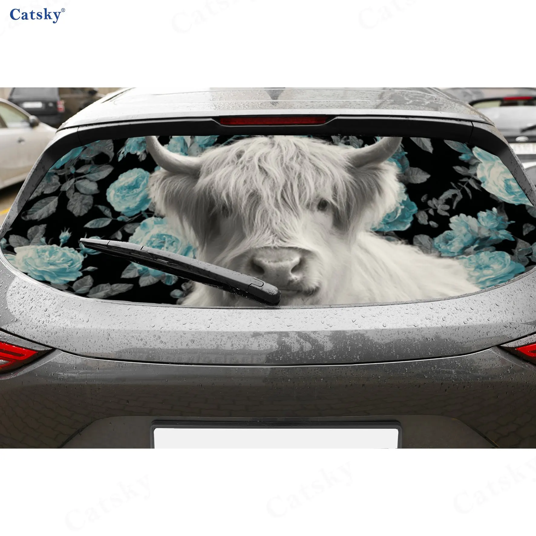 Blue Flower Highland Cow Retro Art PVC Perforated Car Vinyl Wraps, Durable Car Rear Windshield Sticker, Waterproof Car Rear Wind
Blue Flower Highland Cow Retro Art PVC Perforated Car Vinyl Wraps, Durable Car Rear Windshield Sticker, Waterproof Car Rear Wind