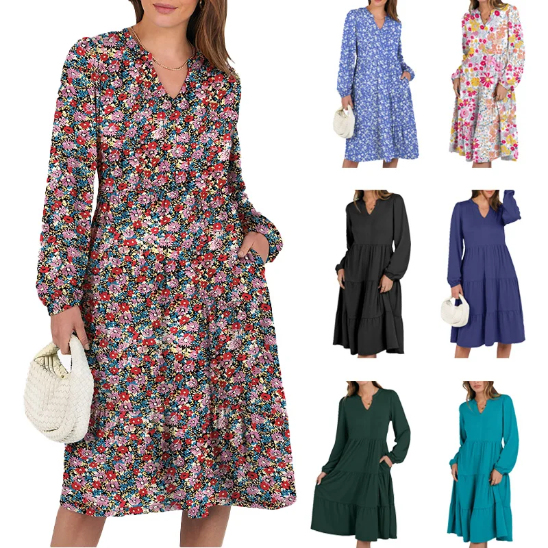 American Europe Bohemian Small Flower Temperament Vacation Swing V Neck Dresses Women’s 3D Printed Beach Holiday Midi Dresses
American Europe Bohemian Small Flower Temperament Vacation Swing V Neck Dresses Women’s 3D Printed Beach Holiday Midi Dresses
