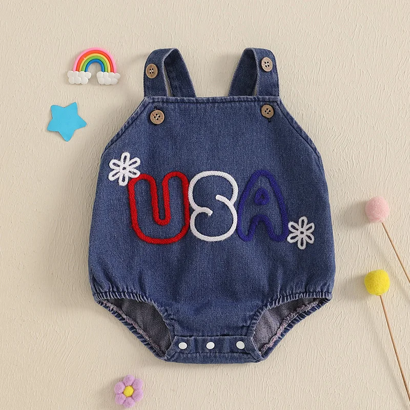 4th of July Baby Boy Gril Romper Sleeveless Square Neck Letter Embroidery Bodysuit Infant Summer Playsuit
4th of July Baby Boy Gril Romper Sleeveless Square Neck Letter Embroidery Bodysuit Infant Summer Playsuit