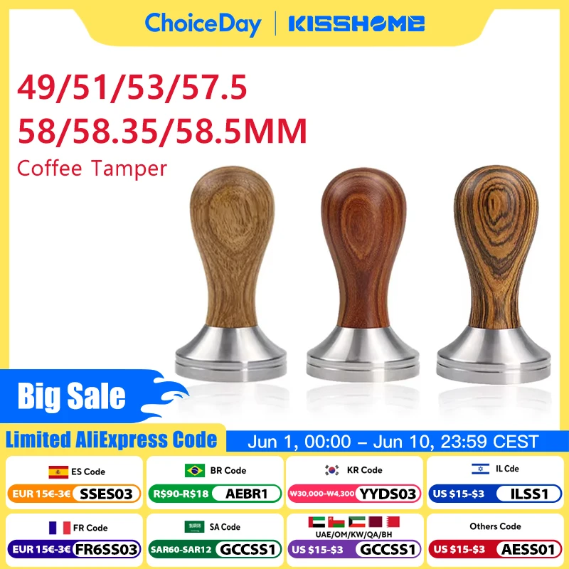 Coffee Tamper 41mm 49mm 51mm 53mm 57.5mm 58.35mm Wooden Handle Stainless Steel Delonghi Breville Barista Espresso Accessories
Coffee Tamper 41mm 49mm 51mm 53mm 57.5mm 58.35mm Wooden Handle Stainless Steel Delonghi Breville Barista Espresso Accessories