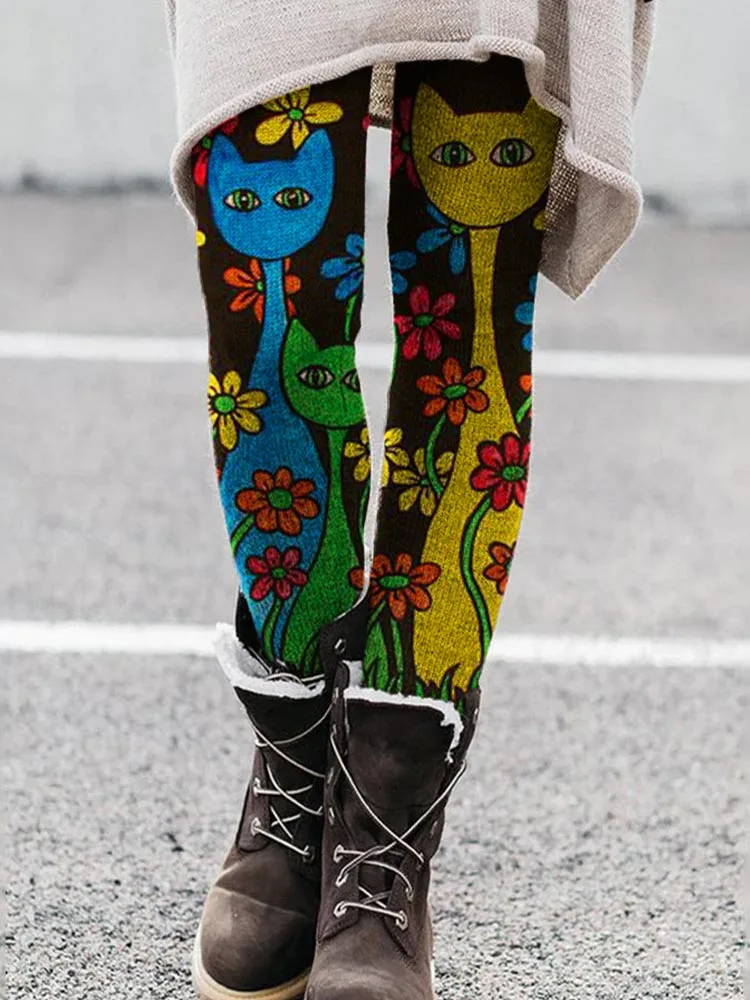 Women's Leggings Cats Floral Printed Pants Polyester Spandex Stretch Elastic Waist Control Fall Winter Outdoor Streetwear
Women's Leggings Cats Floral Printed Pants Polyester Spandex Stretch Elastic Waist Control Fall Winter Outdoor Streetwear