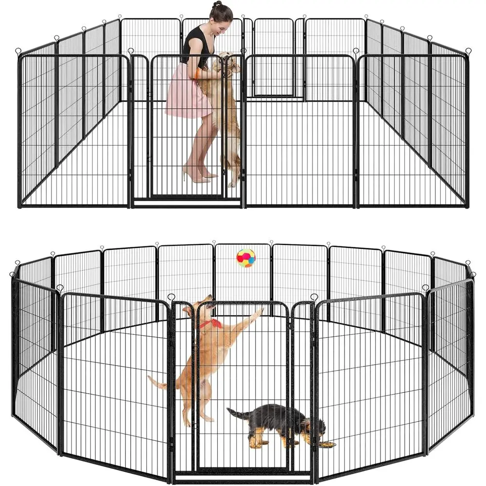 Outdoor Heavy-Duty Dog Playpen, 16 Panels, 47 Tall, Rust-Resistant, Portable for Camping, 140 Sq. Ft., Black
Outdoor Heavy-Duty Dog Playpen, 16 Panels, 47 Tall, Rust-Resistant, Portable for Camping, 140 Sq. Ft., Black