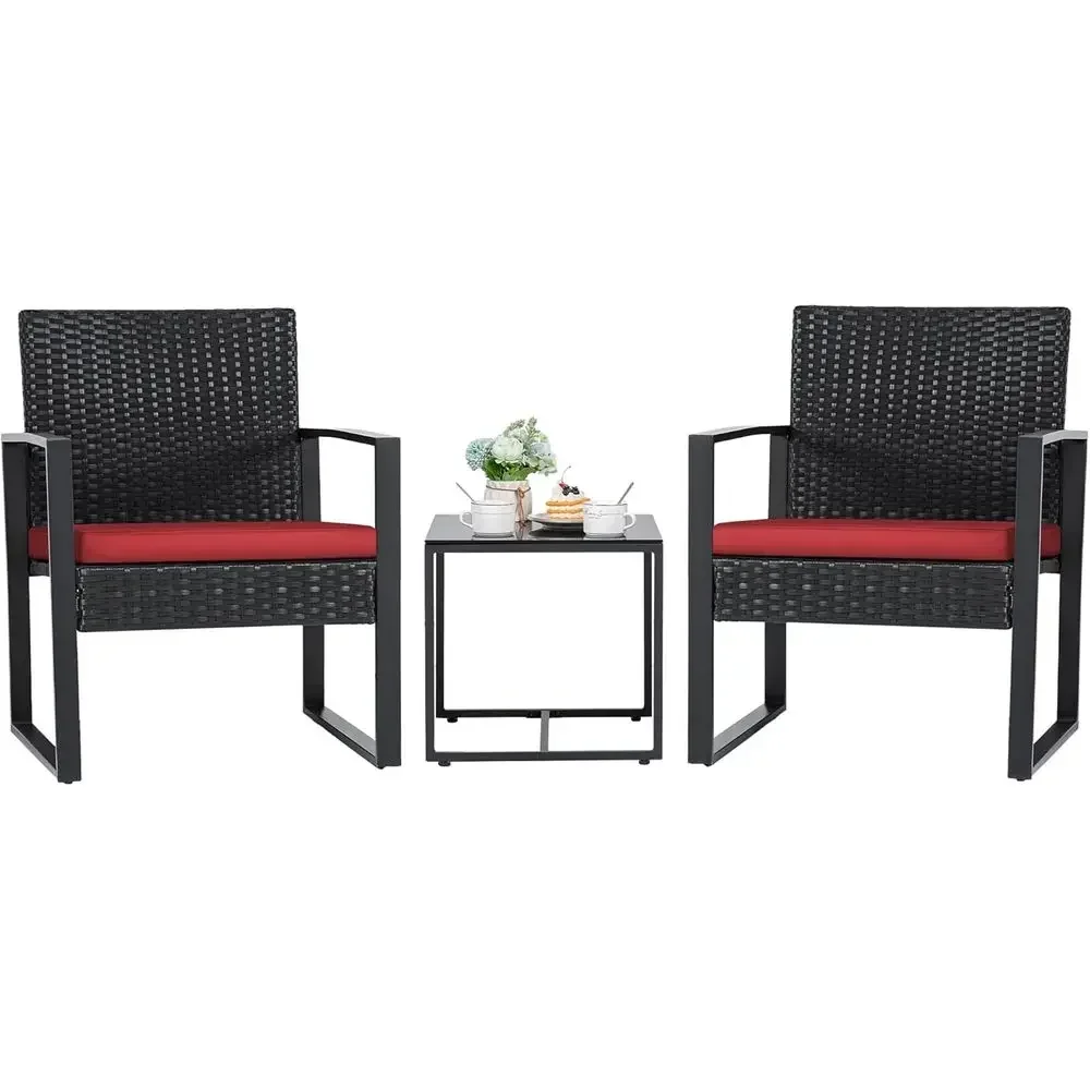 3-Piece Outdoor Wicker Patio Furniture Set with Coffee Table in Red
3-Piece Outdoor Wicker Patio Furniture Set with Coffee Table in Red