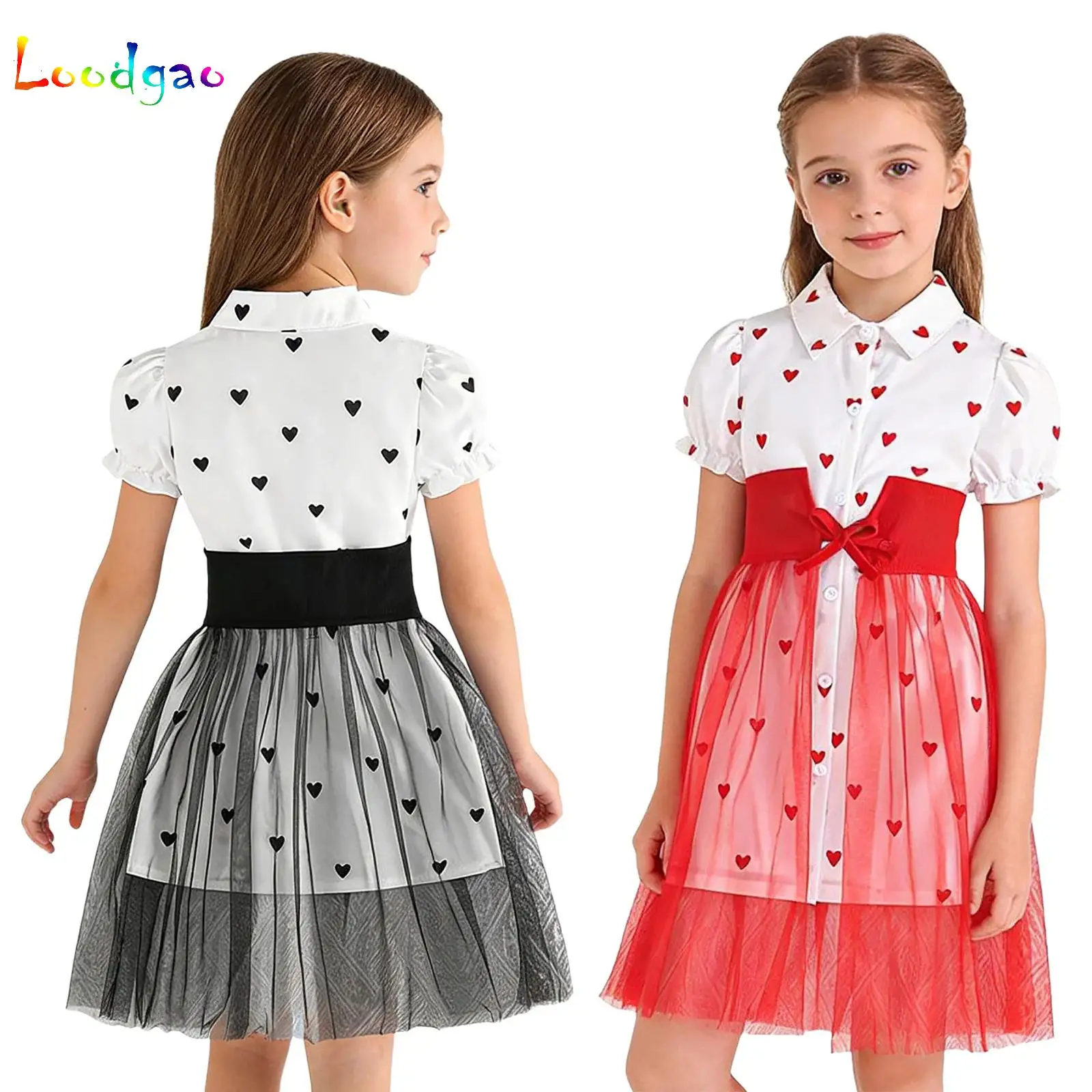 Kids Heart Dresses For Girls Puffy Sleeve Allover Heart Shirt Dress Lace Up Mesh Princess Party Dresses Children Sweet Clothes
Kids Heart Dresses For Girls Puffy Sleeve Allover Heart Shirt Dress Lace Up Mesh Princess Party Dresses Children Sweet Clothes