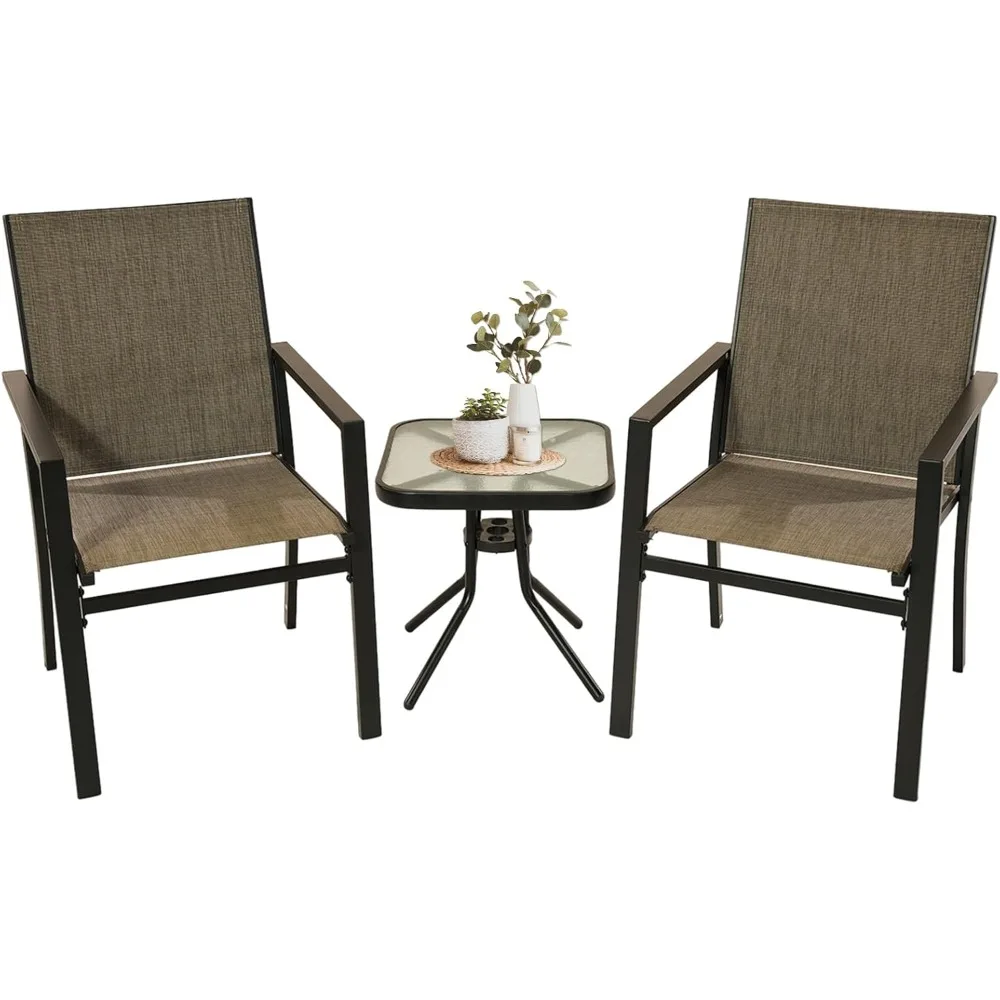 3 Pieces Patio Furniture Set, Outdoor Garden Patio Conversation Sets with Glass Top Table & 2 Lawn Chairs Outdoor Bistro Set, fo
3 Pieces Patio Furniture Set, Outdoor Garden Patio Conversation Sets with Glass Top Table & 2 Lawn Chairs Outdoor Bistro Set, fo