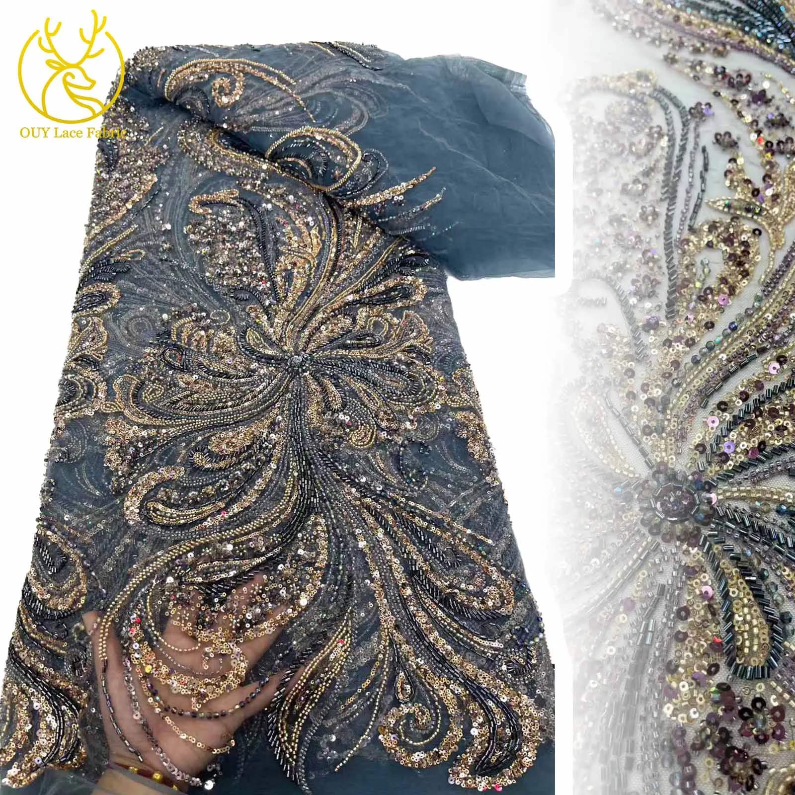 2025 African Beaded Groom Lace Fabric 5 Yards Delicate Luxury French Sequins Embroidery Tulle Lace Fabric for Party Dress Sewing
2025 African Beaded Groom Lace Fabric 5 Yards Delicate Luxury French Sequins Embroidery Tulle Lace Fabric for Party Dress Sewing