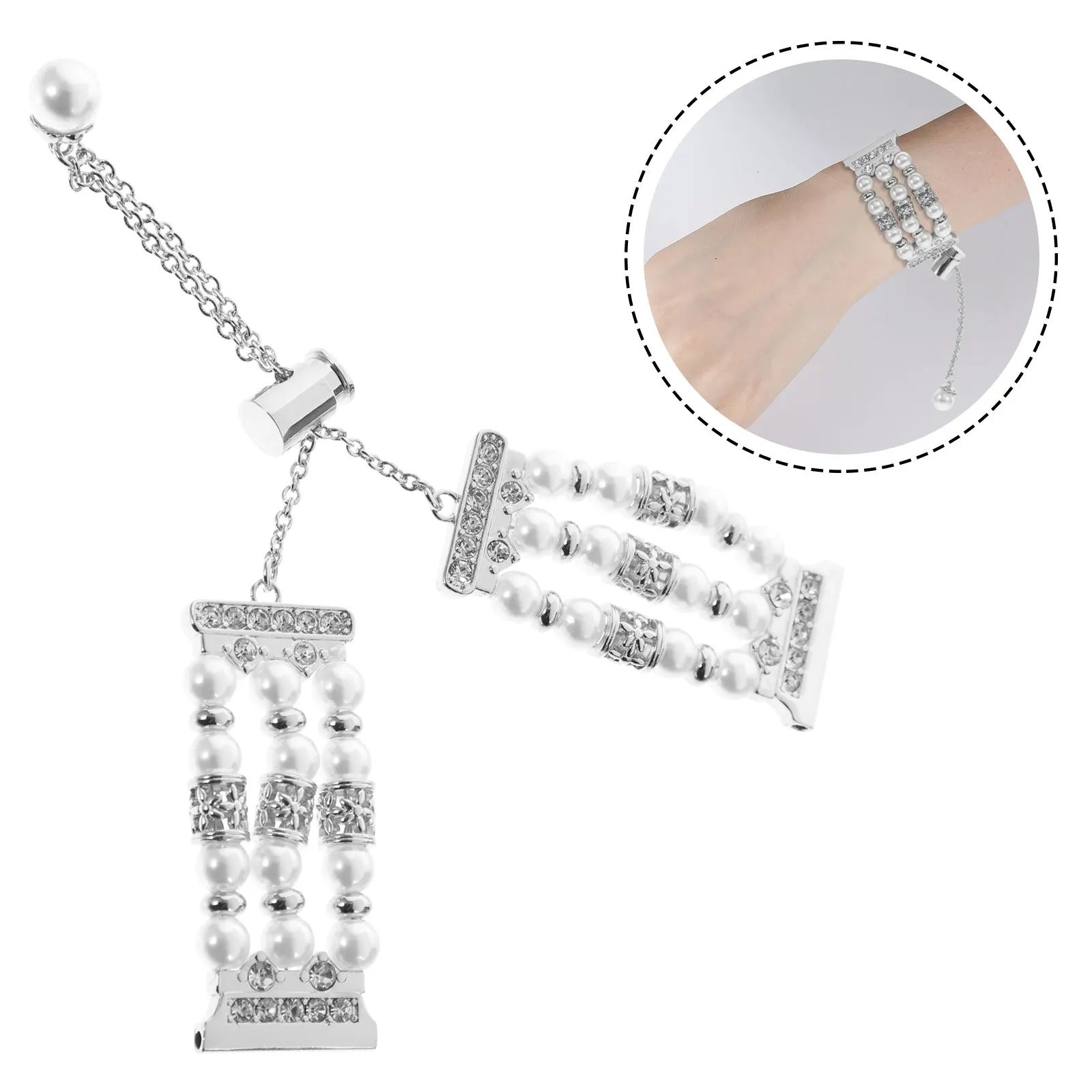 Pearl Chain Stainless Steel Watchband Adjustable Elegant Bracelet Strap Compatible Watch 4 5 5Pro Fashion Metal Band
Pearl Chain Stainless Steel Watchband Adjustable Elegant Bracelet Strap Compatible Watch 4 5 5Pro Fashion Metal Band
