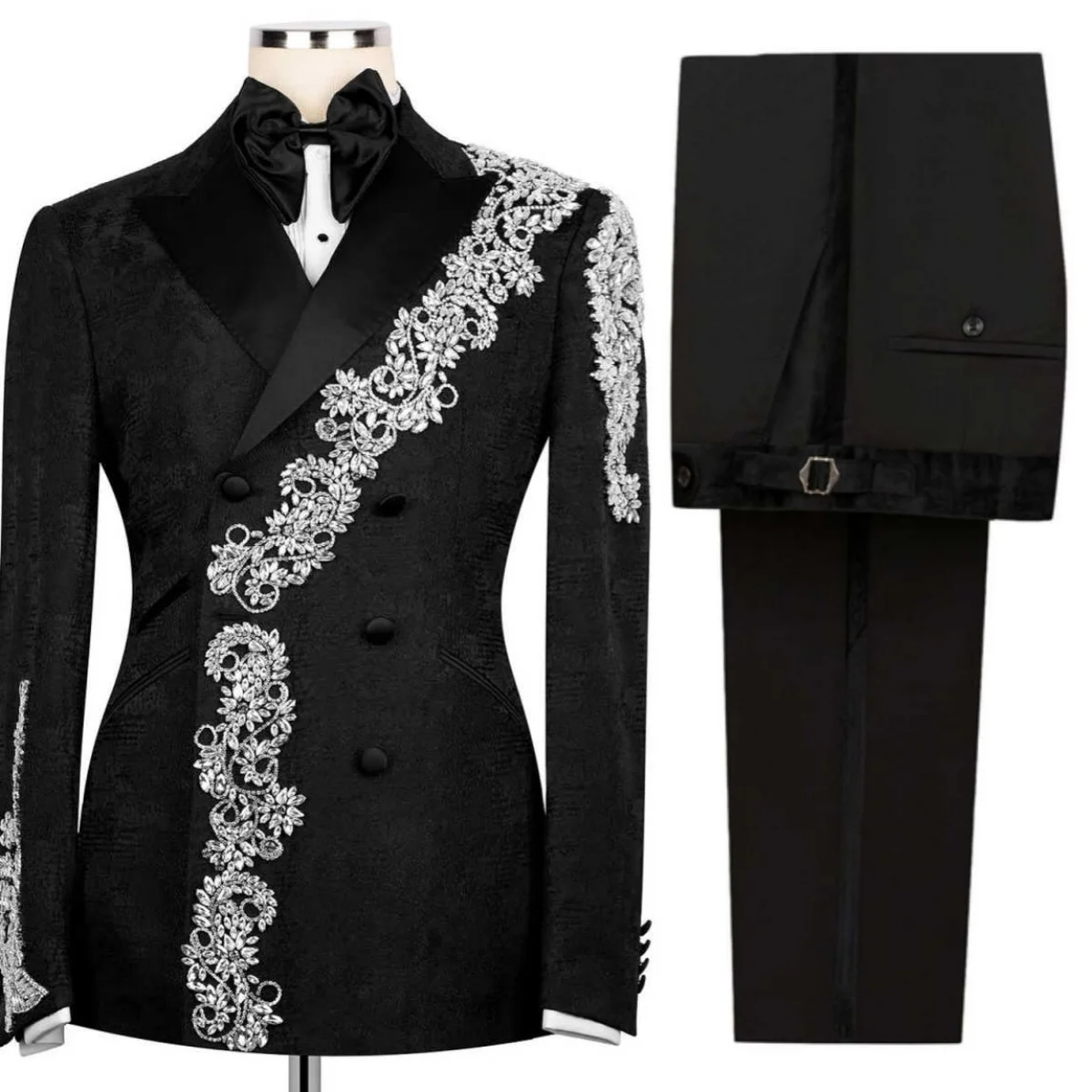 Handsome Jacquard Men Suits Double Breasted Peaked Lapel Jacket Blazers Crystals 2 Pieces Customized Formal Party Wear
Handsome Jacquard Men Suits Double Breasted Peaked Lapel Jacket Blazers Crystals 2 Pieces Customized Formal Party Wear