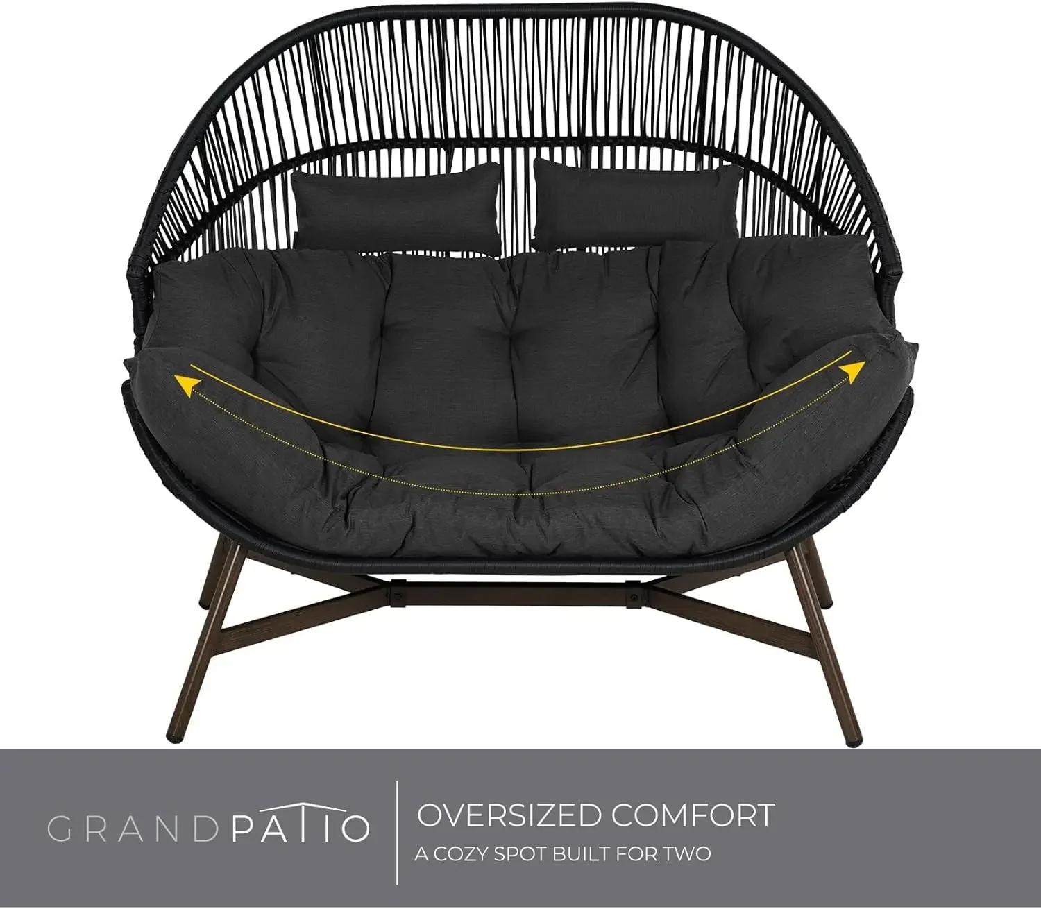 Современный 2-местный плетеный стул-яйцо Grand Patio Outdoor с подушкой, стационарный стул с подвесным сиденьем для патио, серый
Современный 2-местный плетеный стул-яйцо Grand Patio Outdoor с подушкой, стационарный стул с подвесным сиденьем для патио, серый