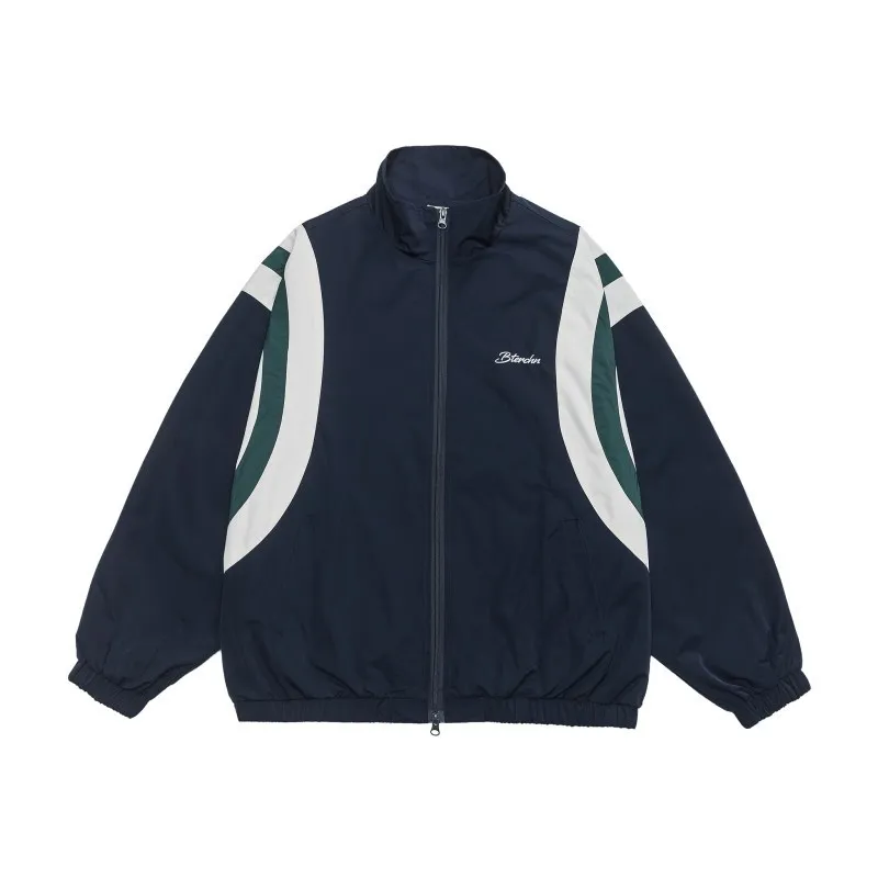American Street Style Color Block Stand Collar Jacket Men's Spring Autumn Casual College Sports Coat for Couples
American Street Style Color Block Stand Collar Jacket Men's Spring Autumn Casual College Sports Coat for Couples