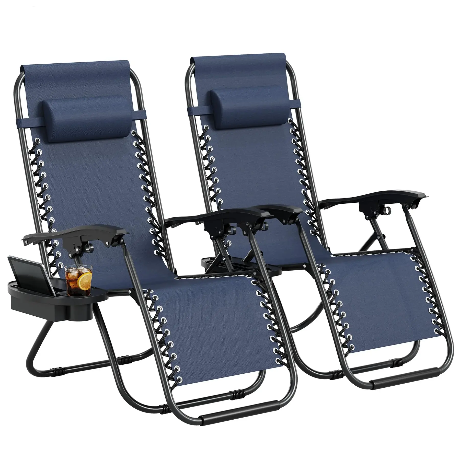 Zero Gravity Chair Set Of 2 Patio Lounge Chairs With Pillow & Cup Holder Tray, Adjustable Folding Recliner For Beach Yard Deck
Zero Gravity Chair Set Of 2 Patio Lounge Chairs With Pillow & Cup Holder Tray, Adjustable Folding Recliner For Beach Yard Deck