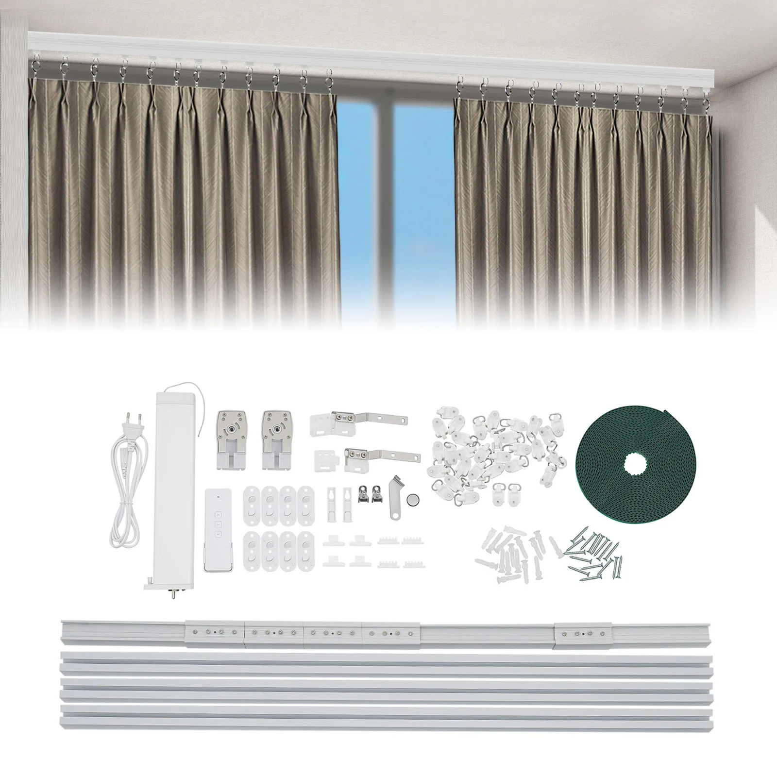 Motorized Curtain Rail W/ Remote & App Control , Smart Electric Curtain Track Compatible W/ Alexa Google Home
Motorized Curtain Rail W/ Remote & App Control , Smart Electric Curtain Track Compatible W/ Alexa Google Home
