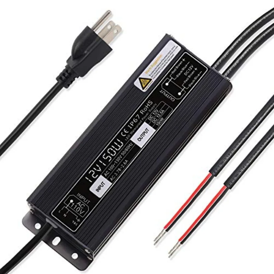 150W LED Driver Waterproof IP67 Power Supply Constant Voltage 120V to 12V Transformer for LED Light Indoor/Outdoor Lights and A
150W LED Driver Waterproof IP67 Power Supply Constant Voltage 120V to 12V Transformer for LED Light Indoor/Outdoor Lights and A