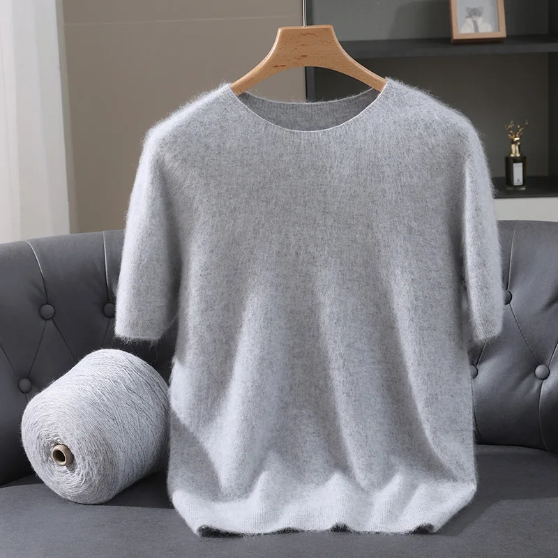 Men's Mink Cashmere Knit Sweater T-Shirt Loose Round Neck Half Sleeved Simple Solid Casual Business Base Short Sleeve Pullover
Men's Mink Cashmere Knit Sweater T-Shirt Loose Round Neck Half Sleeved Simple Solid Casual Business Base Short Sleeve Pullover