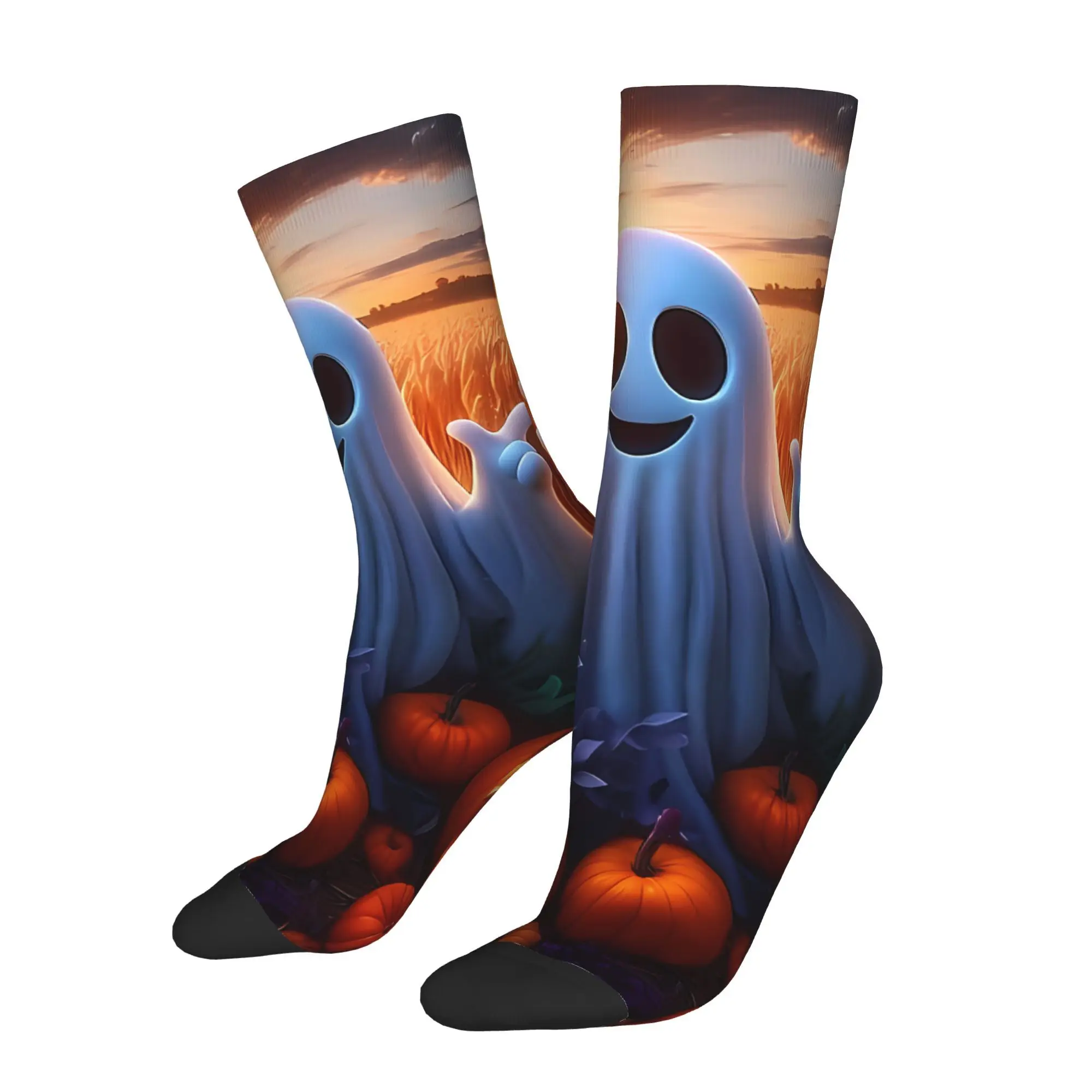 Cheerful Ghost Among Pumpkins On A Wheat Field At Sunset Cartoon Sock Printed Man Polyester
Cheerful Ghost Among Pumpkins On A Wheat Field At Sunset Cartoon Sock Printed Man Polyester