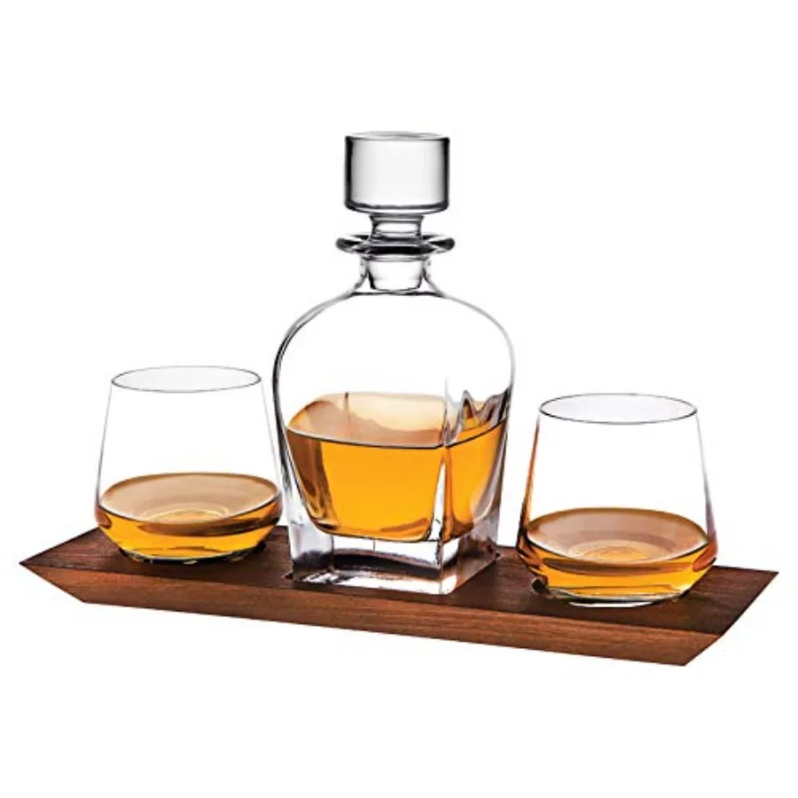 Whiskey Decanter and Whiskey Glasses Bar Set on Elegant Wooden Display Tray
Whiskey Decanter and Whiskey Glasses Bar Set on Elegant Wooden Display Tray