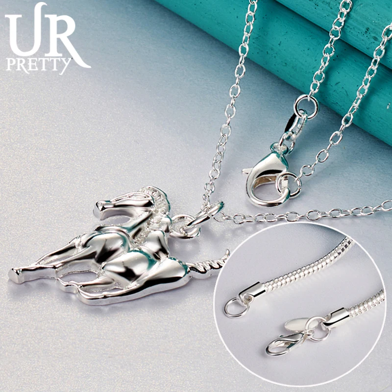 URPRETTY 925 Sterling Silver Cute Horse Pendant Necklace 16/18/20/22/24/26/28/30 Inch Chain For Woman Wedding Jewelry
URPRETTY 925 Sterling Silver Cute Horse Pendant Necklace 16/18/20/22/24/26/28/30 Inch Chain For Woman Wedding Jewelry