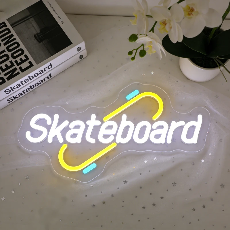 Skateboard LED Neon Sign Vintage Yellow Blue Glow for Bedroom Gaming Room Man Cave Decor Wall Art Gift for Skateboarding Fans
Skateboard LED Neon Sign Vintage Yellow Blue Glow for Bedroom Gaming Room Man Cave Decor Wall Art Gift for Skateboarding Fans
