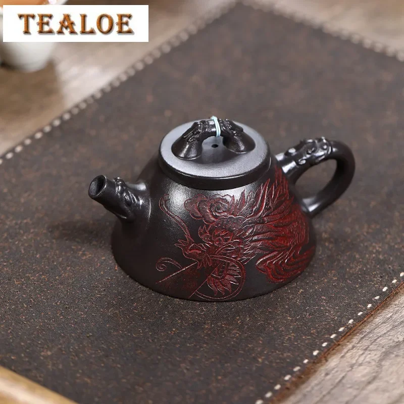 230ml Yixing Purple Clay Teapots Master Handmade Dragon Stone Scoop Pot Raw Ore Stone Yellow Mud Kettle With Filter Zisha Teaset
230ml Yixing Purple Clay Teapots Master Handmade Dragon Stone Scoop Pot Raw Ore Stone Yellow Mud Kettle With Filter Zisha Teaset