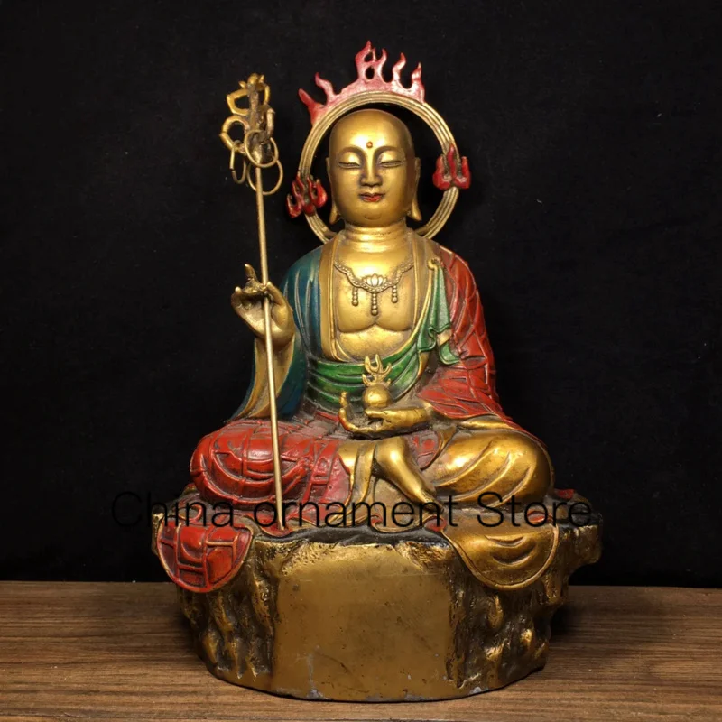 29.5cm Pure copper hand-painted and colored earth Tibetan King Bodhisattva ornaments
29.5cm Pure copper hand-painted and colored earth Tibetan King Bodhisattva ornaments