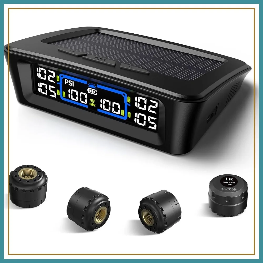12 Tire Pressure Monitoring System with Solar/USB Charging, 6 Alarm Modes, 0-116 PSI, 50ft Range for RV SUV Truck
12 Tire Pressure Monitoring System with Solar/USB Charging, 6 Alarm Modes, 0-116 PSI, 50ft Range for RV SUV Truck