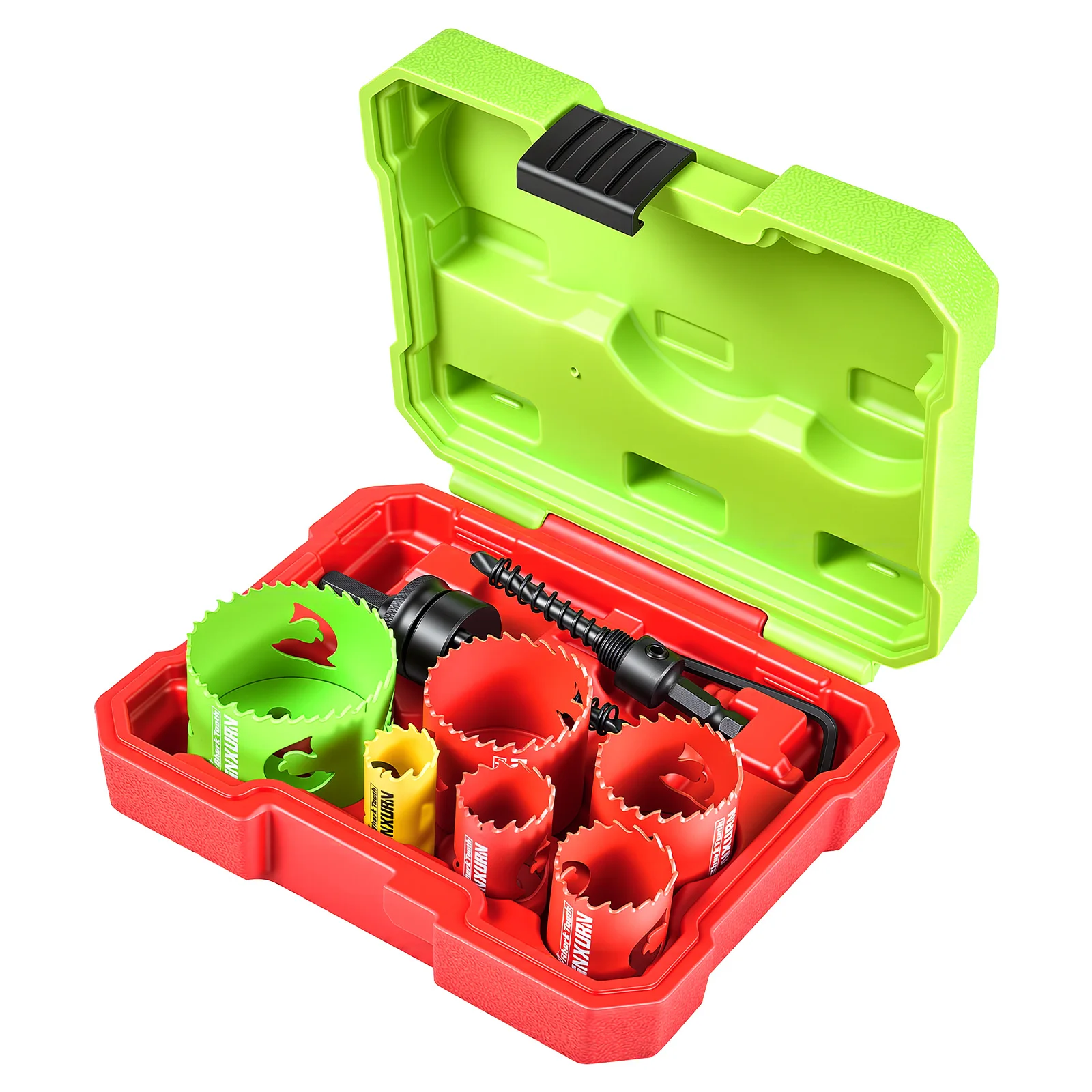 Geinxurn 8PCS Hole Saw Set(7/8'',1-1/8'',1-3/8'',1-3/4'',2'',2-1/2''), Shark Tooth Blade, 3x Faster Drilling for DIY & Home Use
Geinxurn 8PCS Hole Saw Set(7/8'',1-1/8'',1-3/8'',1-3/4'',2'',2-1/2''), Shark Tooth Blade, 3x Faster Drilling for DIY & Home Use
