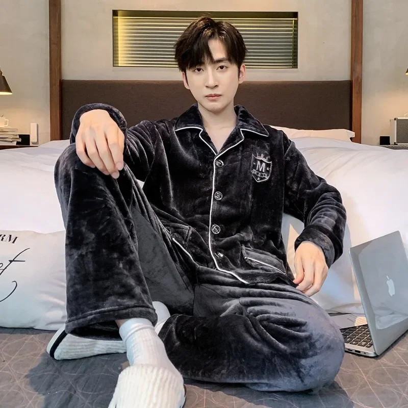 100kg Large Size Winter Mens Pajamas Flannel Korean Cardigan Long-sleeved Homewear Thickened Loungewear Suit Can Be Worn Outside
100kg Large Size Winter Mens Pajamas Flannel Korean Cardigan Long-sleeved Homewear Thickened Loungewear Suit Can Be Worn Outside