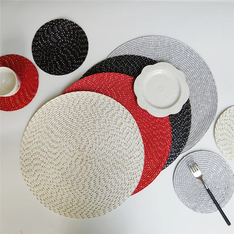 1Pc 18cm/36cm Round Insulation Placemat Multipurpose Anti-scalding Coaster Gold Woven Dinner Table Mat
1Pc 18cm/36cm Round Insulation Placemat Multipurpose Anti-scalding Coaster Gold Woven Dinner Table Mat