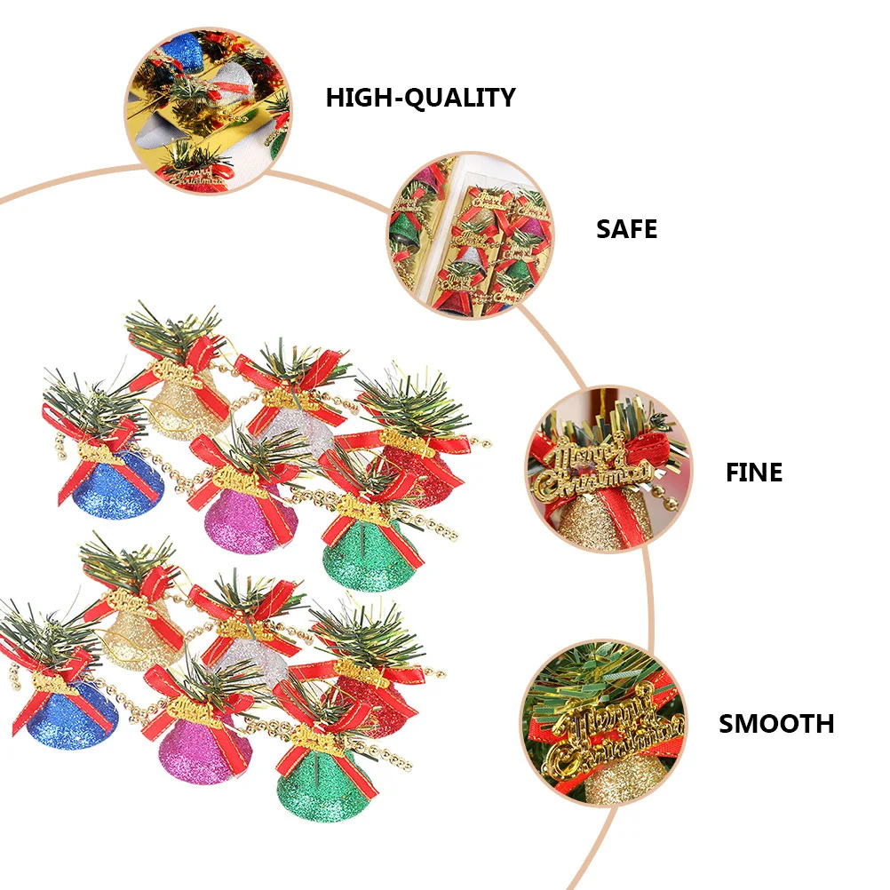 12Pcs Christmas Plastic Bells Hanging Decorations Fine Workmanship Smooth Edges Safe for Kids Home Party Decoration Supplies
12Pcs Christmas Plastic Bells Hanging Decorations Fine Workmanship Smooth Edges Safe for Kids Home Party Decoration Supplies