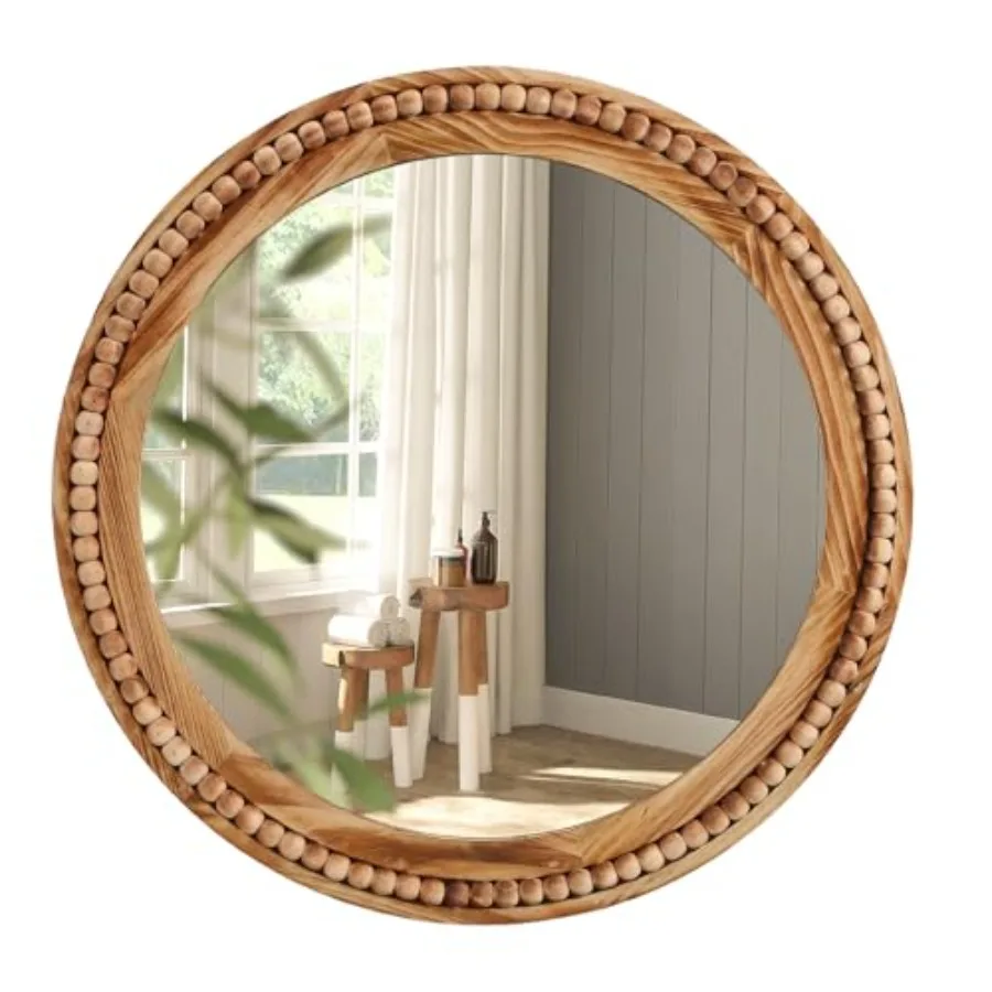 Round Mirror with Nturl en Bed Frme, 24 Inch Frmhouse Wll Mirror for Bthroom Nursery Bedroom Living Room
Round Mirror with Nturl en Bed Frme, 24 Inch Frmhouse Wll Mirror for Bthroom Nursery Bedroom Living Room
