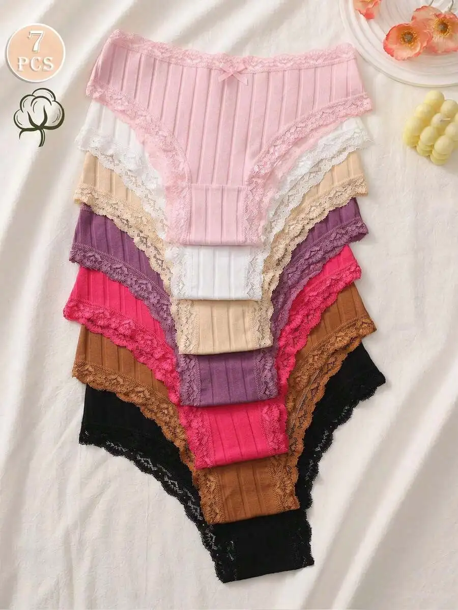 7 Pcs Women Soft Cotton Lace Bikini Panties Comfortable Breathable Underwear
7 Pcs Women Soft Cotton Lace Bikini Panties Comfortable Breathable Underwear