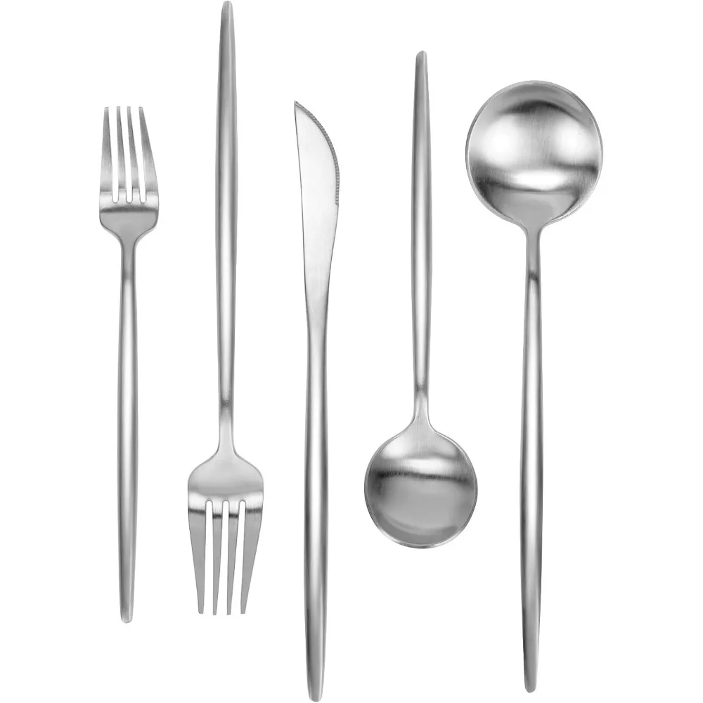 Matte Silverware Set 30 Pieces, Stainless Steel Flatware Set,Service for 6,Kitchen Utensil Set, Tableware Cutlery Set, Satin Fi
Matte Silverware Set 30 Pieces, Stainless Steel Flatware Set,Service for 6,Kitchen Utensil Set, Tableware Cutlery Set, Satin Fi