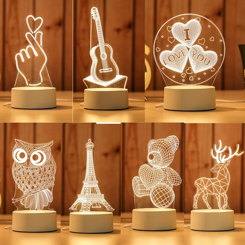 3D Lamp Acrylic LED Night Lights Bear Dinosaur Child Night Light Led for Bedroom Decoration Christmas Decor Wedding Party Favors
3D Lamp Acrylic LED Night Lights Bear Dinosaur Child Night Light Led for Bedroom Decoration Christmas Decor Wedding Party Favors