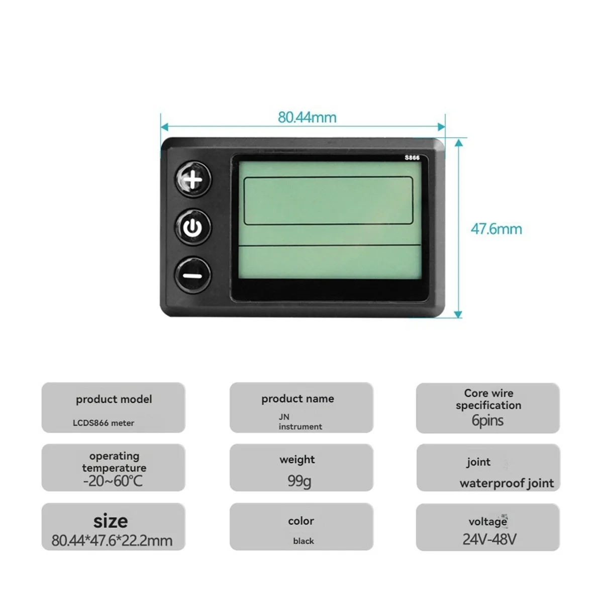 ABIY-LCD-S866 Electric Bike LCD Display Meter Dashboard Display Panel 24V 36V 48V for Electric Scooter 6PIN
ABIY-LCD-S866 Electric Bike LCD Display Meter Dashboard Display Panel 24V 36V 48V for Electric Scooter 6PIN