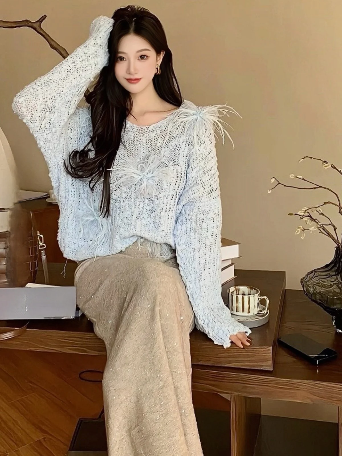Женский вязаный свитер Neada Soft Cozy Sweet Sle: зимний, красивый, с узлами, из смесовой шерсти, с длинными рукавами, V-образный вырез, пуловер
Женский вязаный свитер Neada Soft Cozy Sweet Sle: зимний, красивый, с узлами, из смесовой шерсти, с длинными рукавами, V-образный вырез, пуловер